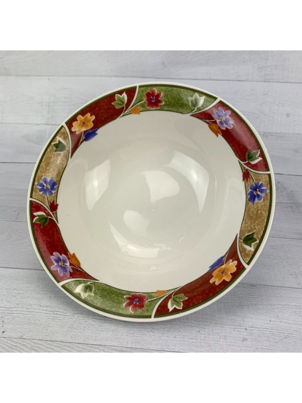 Gibson REBECCA'S GARDEN Colored Floral Panels Round 9" Serving Vegetable Bowl